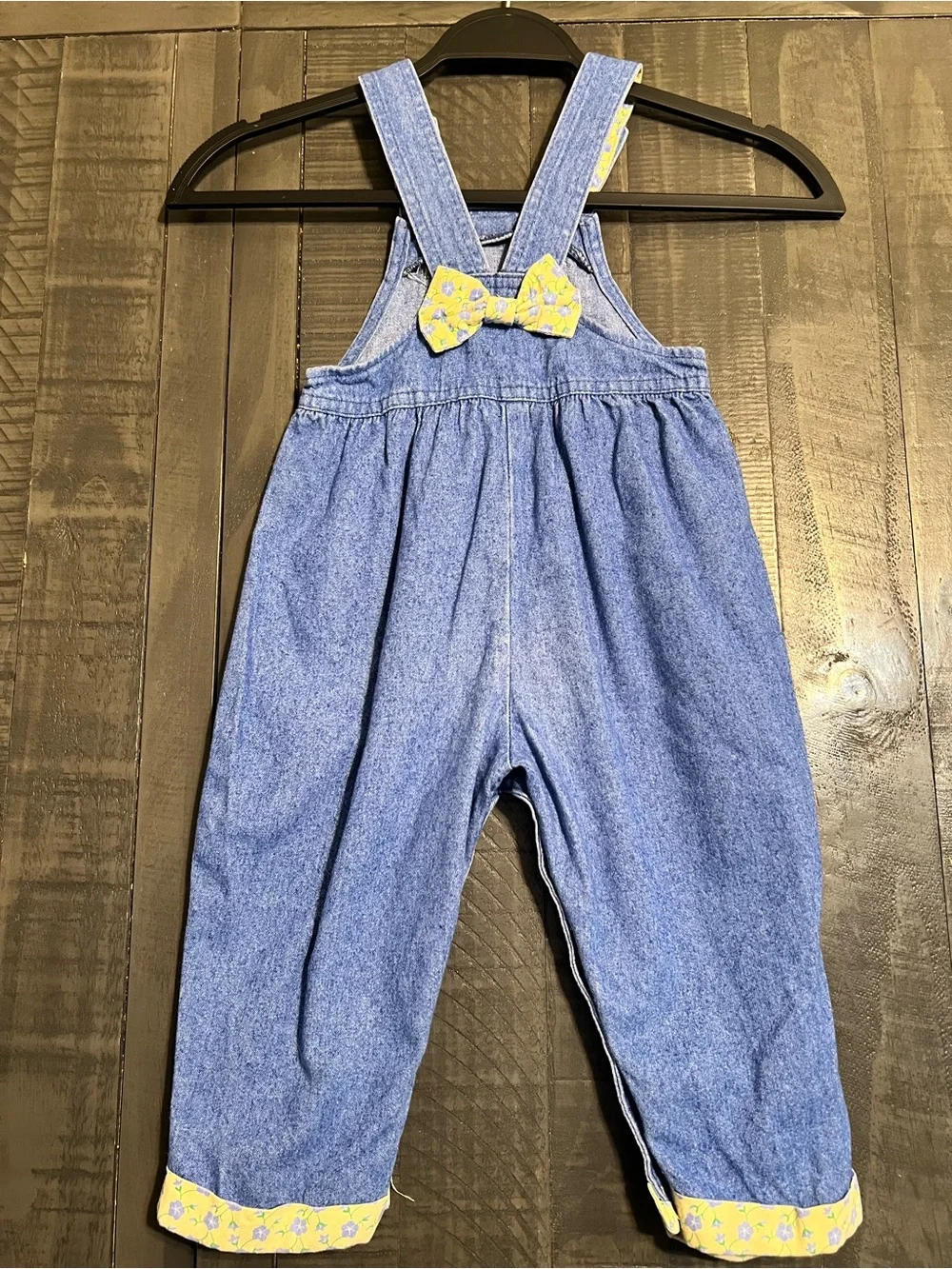 OshKosh B'gosh Light Blue Denim Overalls with Yellow Floral Accents